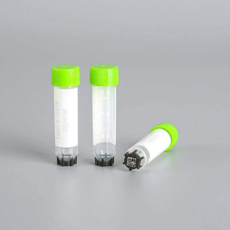 1.5ml 2D Cryovial 3 Codes, Flat Cap, External thread