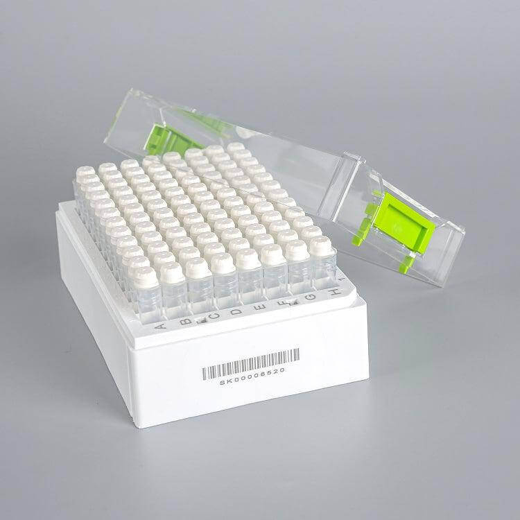 0.75ml SBS Format (96-well) Cryogenic Vials, TPE Cap, Single code, Internal thread/Rack - Smtrabio